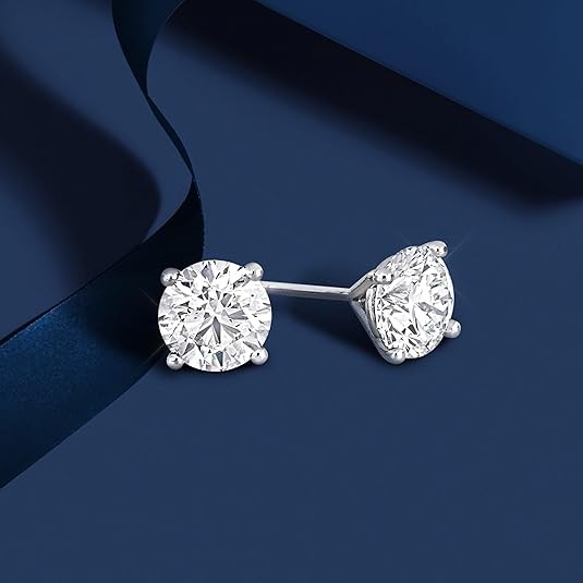 实验室种植钻石耳钉,独特的激光雕刻钻石 ID 镶嵌铂金或白金 - D 颜色,VVS2 净度,IGI 认证实验室种植钻石 - 提供 1,2 克拉 TW